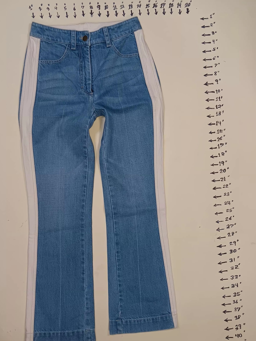 Light Blue Flare Jeans with White Side Panels